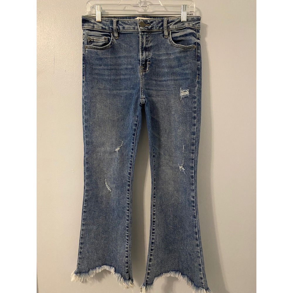 Hidden Jeans Los Angeles Distressed Flare Step Hem Denim HD3775C-M Size 28